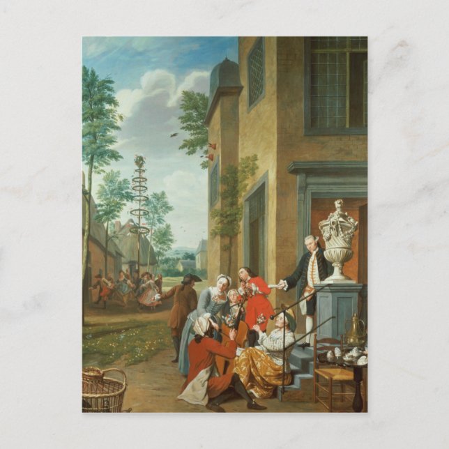 Villagers Merrymaking Holiday Postcard (Front)