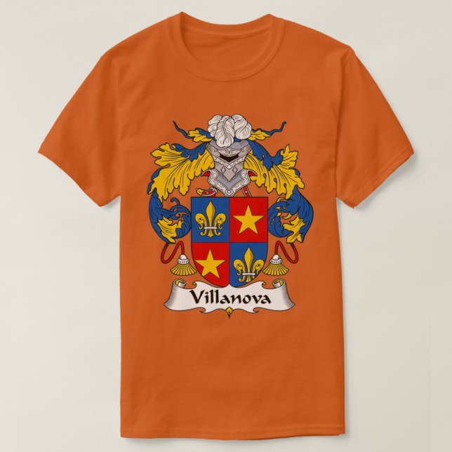 Villanova Coat of Arms Family Crest  T-Shirt (Design Front)