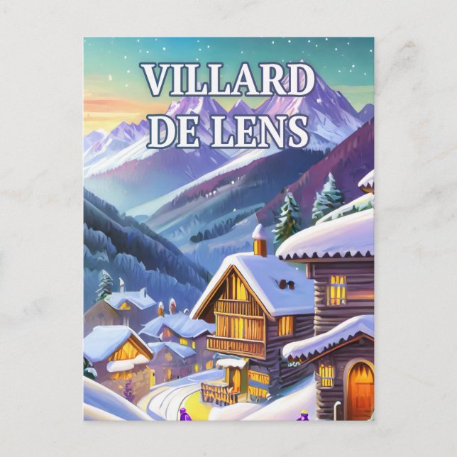 Villard de Lens: Alpine Elegance in a Screen Postcard (Front)