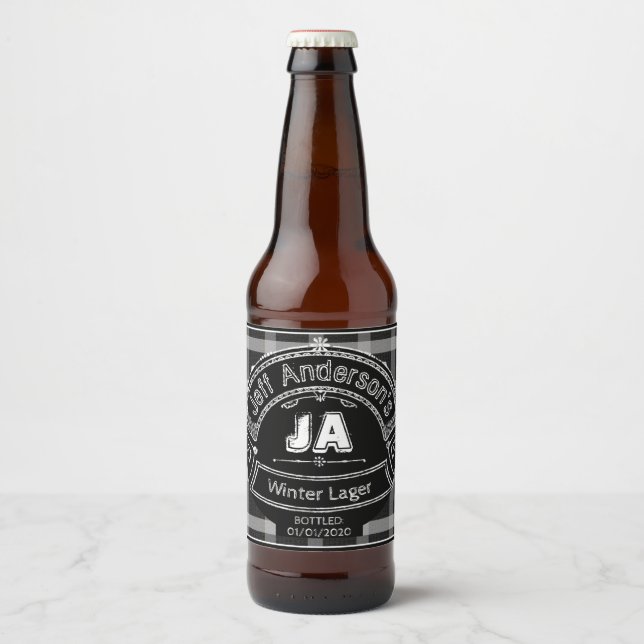 Villard Stamp Home Brew Label on plaid (Front)