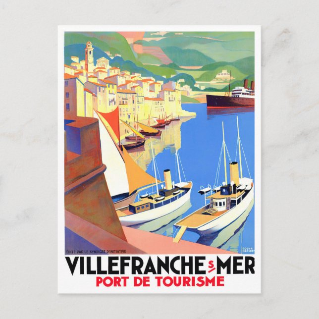 Villefranche France vintage travel Postcard (Front)