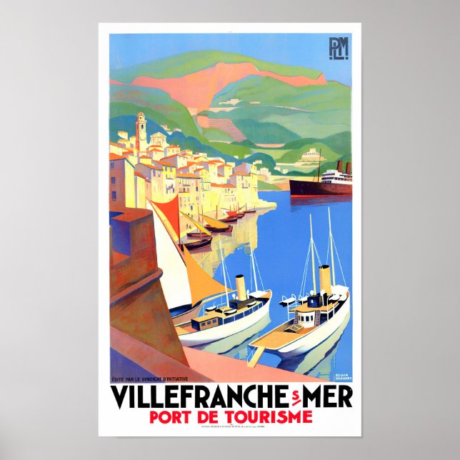 Villefranche France vintage travel Poster (Front)