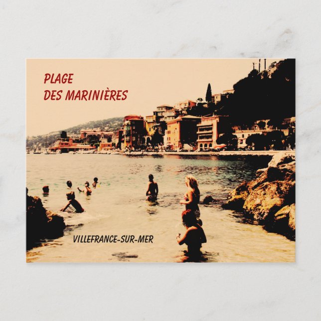 Villefranche-sur-Mer, beach, Postcard (Front)