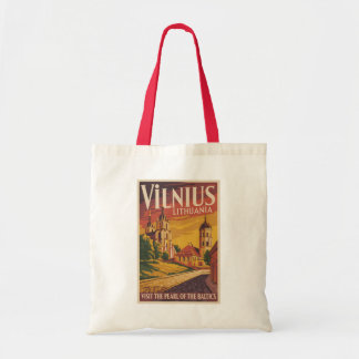 Vilnius Lithuania Illustration Travel Art Vintage Tote Bag
