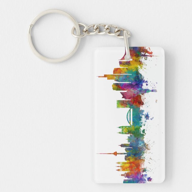 Vilnius Lithuania Skyline Key Ring (Front)