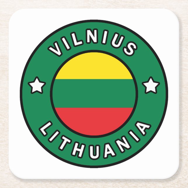 Vilnius Lithuania Square Paper Coaster (Front)