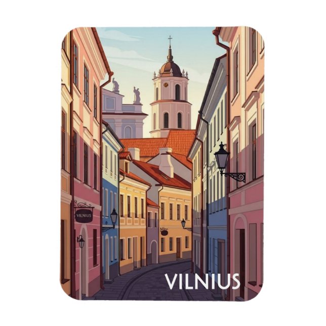 Vilnius Old Town Lithuania Flexible Photo Magnet (Vertical)