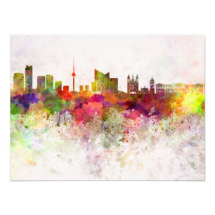 Vilnius skyline in watercolor background photo print