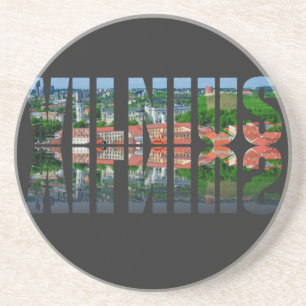 Vilnius text with reflection coaster