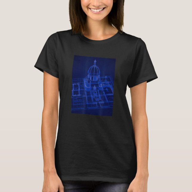 Vimana Blueprints Ancient India Temple Ancient Ast T-Shirt (Front)