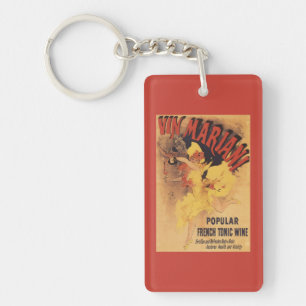 Vin Mariani Dancing Girl Pouring Wine Key Ring