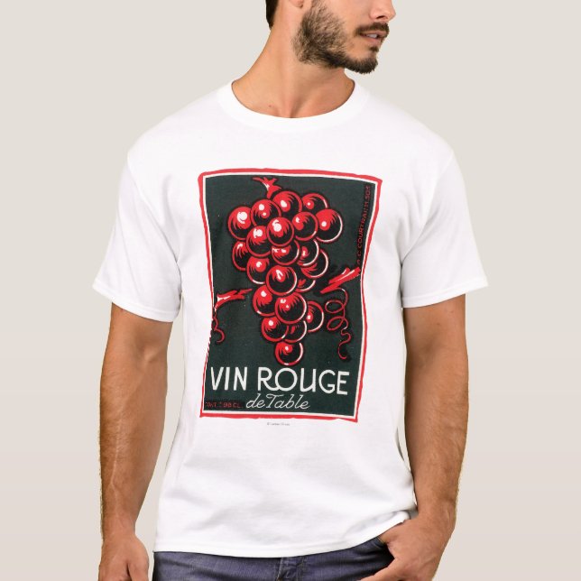 Vin Rouge De Table Wine LabelEurope T-Shirt (Front)