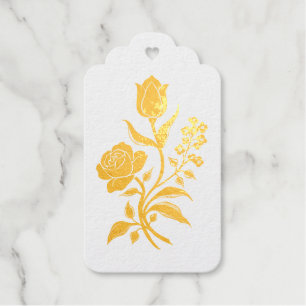 Vinateg Floral - folk art white gold Gift Tags