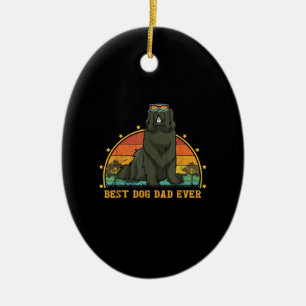 Vinatge Best Newfoundland Dog Dad Ever Dog Lover Ceramic Tree Decoration