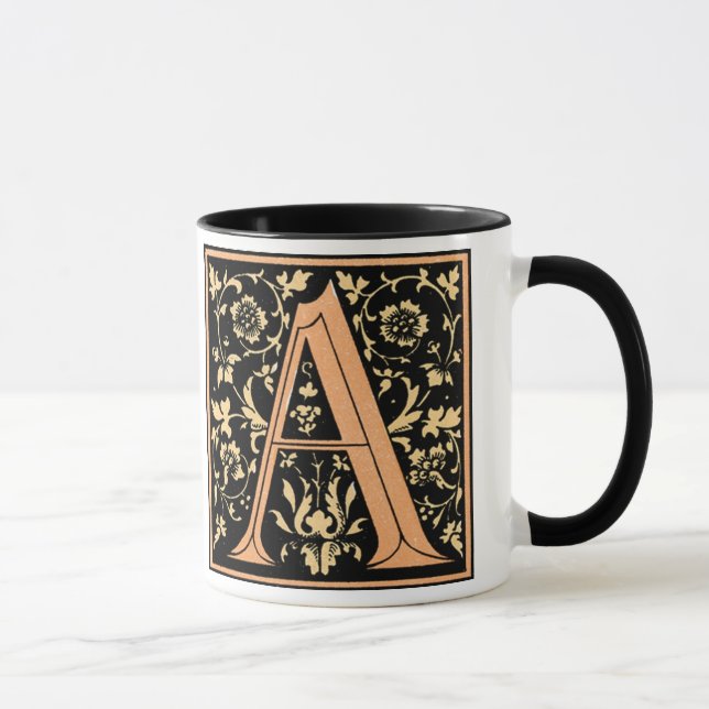 Vinatge Black & Gold Letter 'A' - Mug (Right)