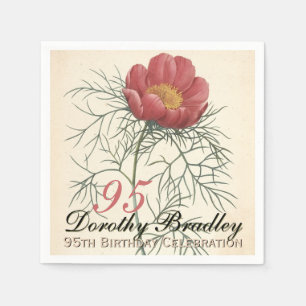 Vinatge Botanical Peony 95th Birthday Party PN Napkin