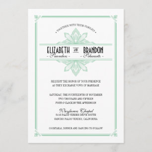 Vinatge Deco Mint & Black Wedding Invitation