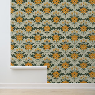 Vinatge floral damask on textured background wallpaper