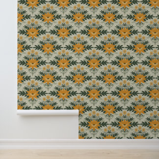 Vinatge floral damask on textured background wallpaper