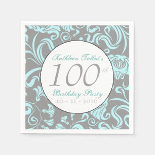 Vinatge Floral Pattern 100th Birthday Paper Napkin