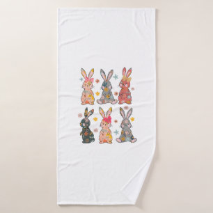 Vinatge Retro Bunny Floral Flower Rabbit Easter Da Bath Towel