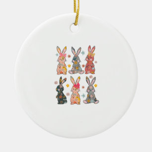Vinatge Retro Bunny Floral Flower Rabbit Easter Da Ceramic Tree Decoration