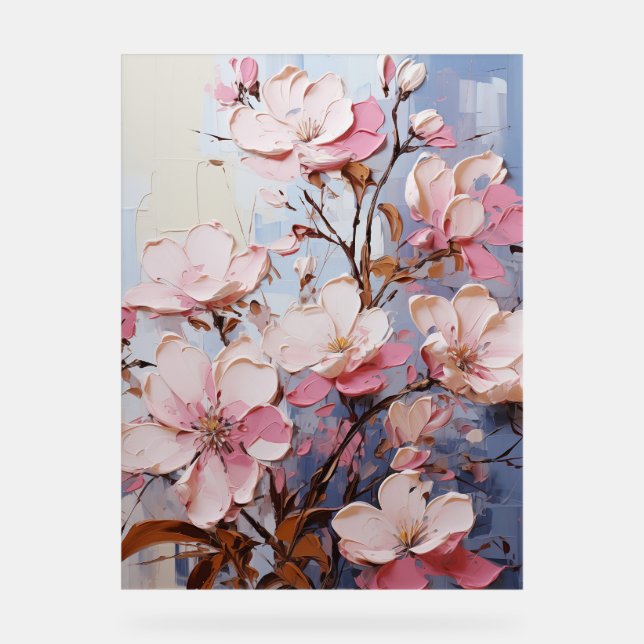 Vinca - Impasto Floral Acrylic Sign (Front)