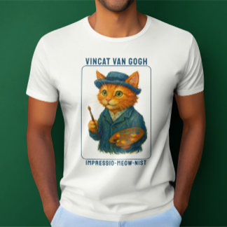 Vincat Van Gogh Impressio-meow-nist Funny T-Shirt