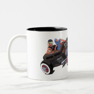 Vince Crains High Octane Art,  1930s Rusty Rat Rod Two-Tone Coffee Mug