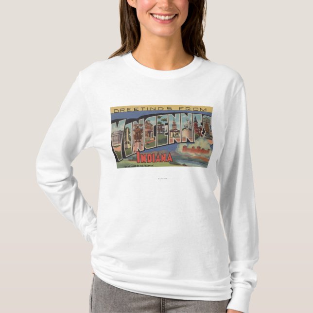 Vincennes, Indiana - Large Letter Scenes T-Shirt (Front)