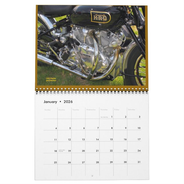 Vincent Motorcycle Engines 2015 Calendar (Jan 2026)
