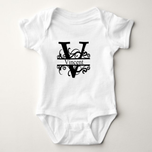 Vincent V Monogram Baby Bodysuit (Front)