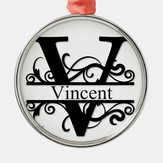 Vincent V Monogram Metal Tree Decoration (Front)