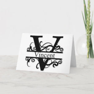 Vincent V Monogram Note Card