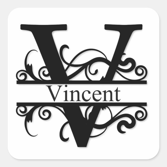 Vincent V Monogram Square Sticker (Front)
