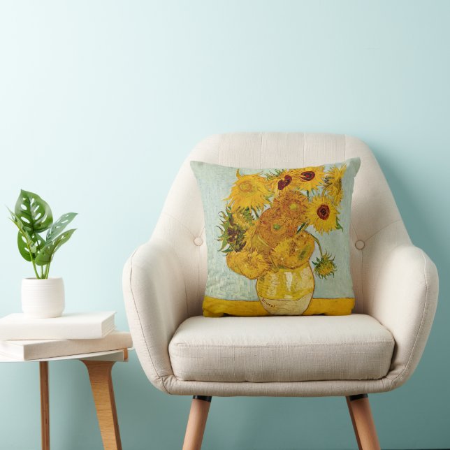 Vincent Van Gogh 12 Sunflowers Impressionist Cushion (Chair)