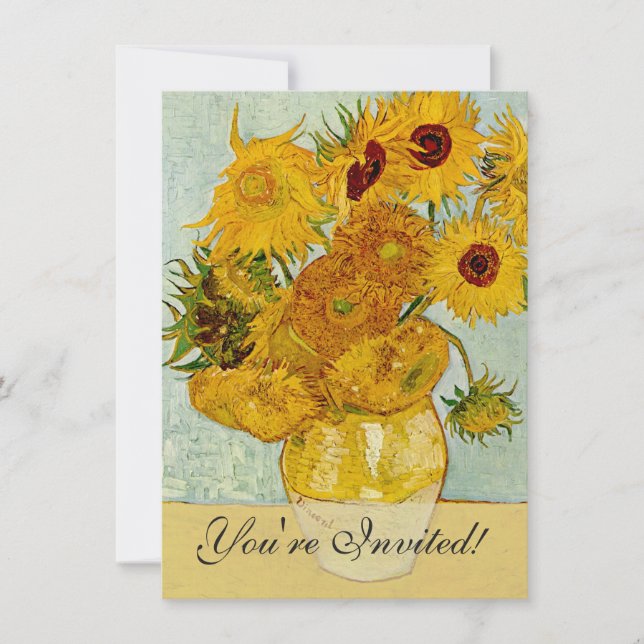 Vincent Van Gogh 12 Sunflowers Impressionist Invitation (Front)