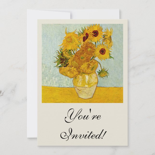 Vincent Van Gogh 12 Sunflowers Impressionist Invitation (Front)