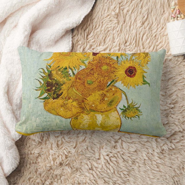 Vincent Van Gogh 12 Sunflowers Impressionist Lumbar Cushion (Blanket)