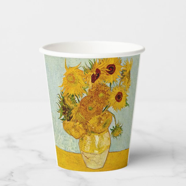 Vincent Van Gogh 12 Sunflowers Impressionist Paper Cups (Front)