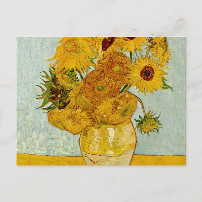 Vincent Van Gogh 12 Sunflowers Impressionist Postcard (Front)