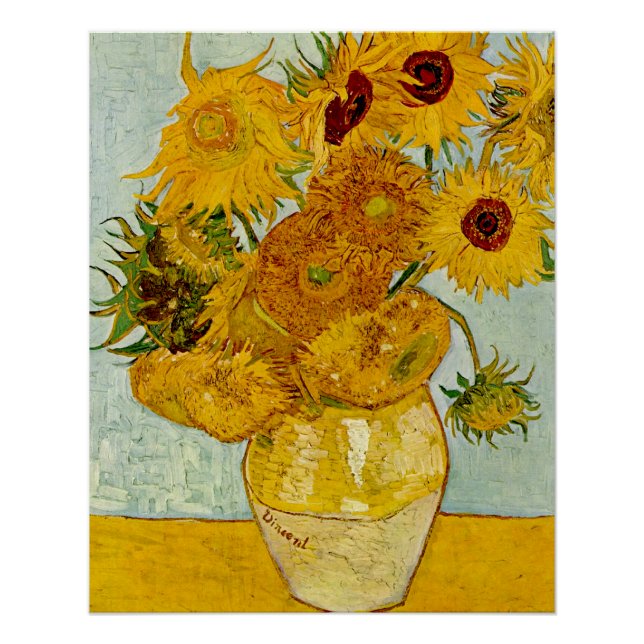 Vincent Van Gogh 12 Sunflowers Impressionist Poster (Front)