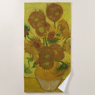 Vincent Van Gogh 15 Sunflowers Painting Beach Towel