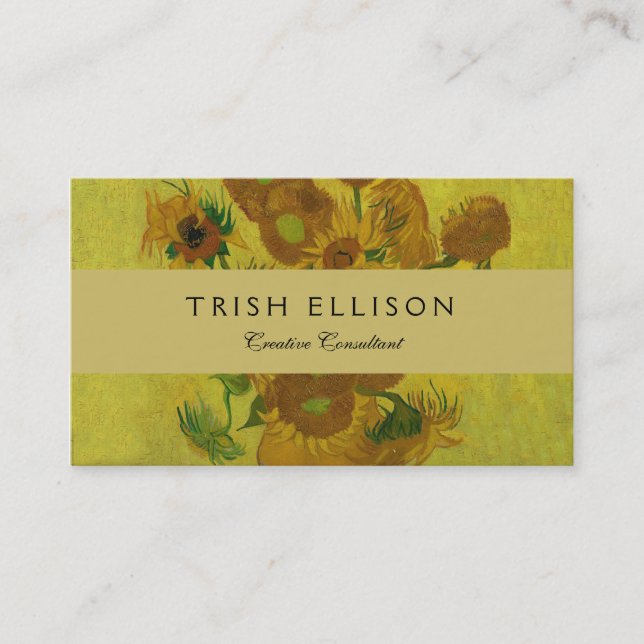 Vincent Van Gogh 15 Sunflowers Painting Business Card (Front)
