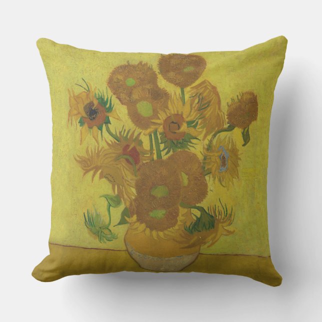 Vincent Van Gogh 15 Sunflowers Painting Cushion (Front)