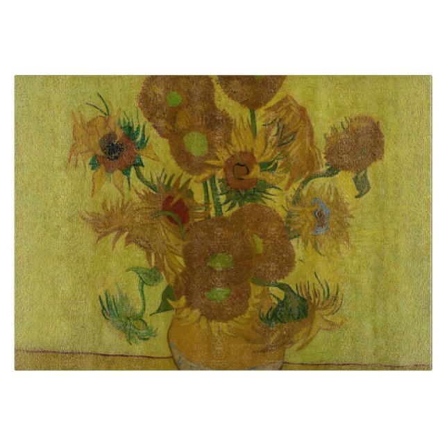 Vincent Van Gogh 15 Sunflowers Painting Cutting Board (Front)