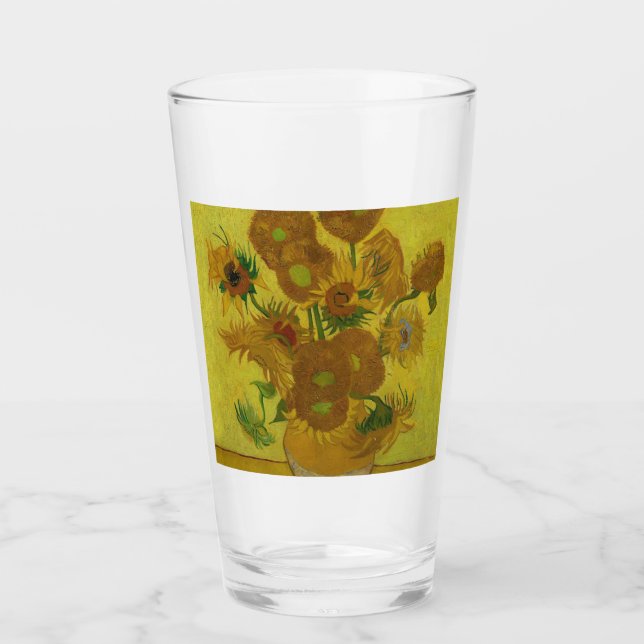 Vincent Van Gogh 15 Sunflowers Painting Glass (Front)