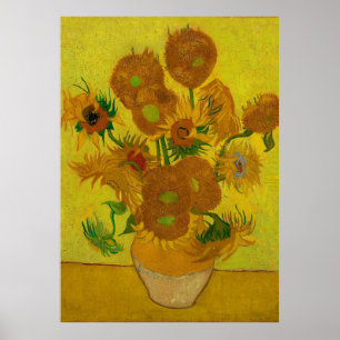 vincent van gogh 15 sunflowers vase painting poster