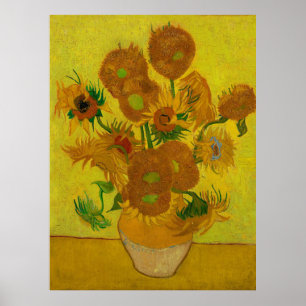 vincent van gogh 15 sunflowers vase painting poster