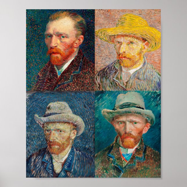 Vincent Van Gogh 1887 Self Portrait Collage  Poster (Front)